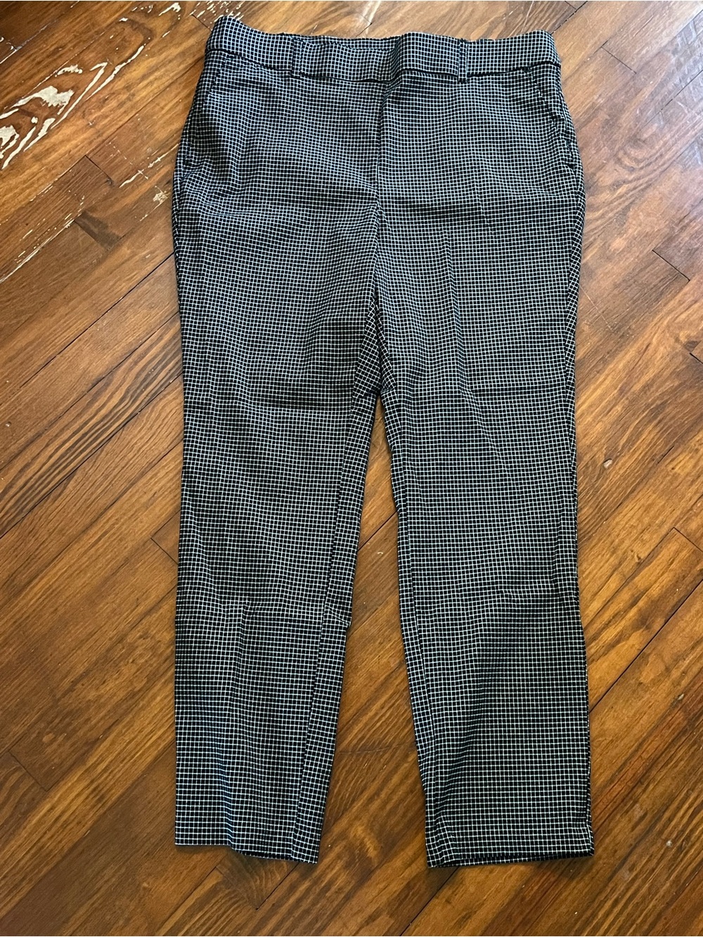 Rafaella Black & White Micro-Check Stretchy Legging Dress Pants Size 18